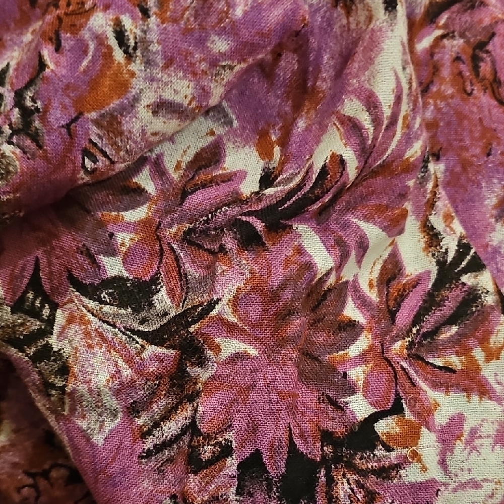 Floral Pink and Purple Scarf - Picture 3 of 5